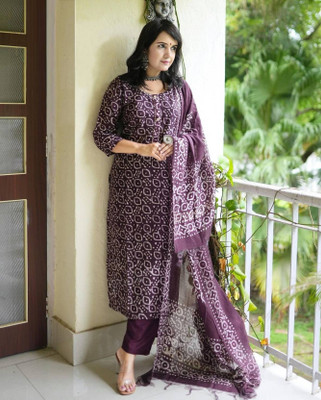 RD Fab Floral Print Kurta, Palazzo & Dupatta Set