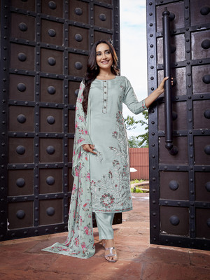 Royal Export Embroidered Kurta, Trouser/Pant & Dupatta Set