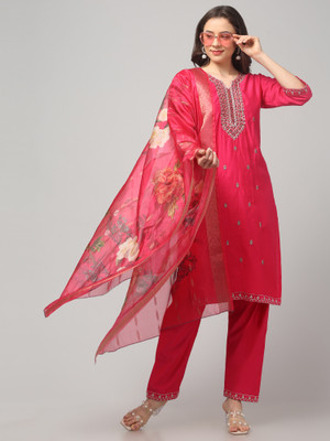 OMASU FASHION Embroidered, Embellished Kurta, Salwar & Dupatta Set