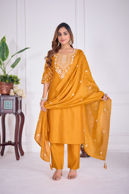 TARTAM Embroidered Kurta, Trouser/Pant & Dupatta Set
