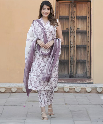 VEERACOLLECTION Floral Print Kurta, Trouser/Pant & Dupatta Set