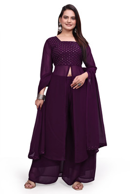sree v fashion Embroidered Kurta, Palazzo & Dupatta Set