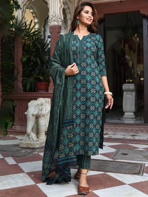 Cute Fellow Printed Kurta, Trouser/Pant & Dupatta Set