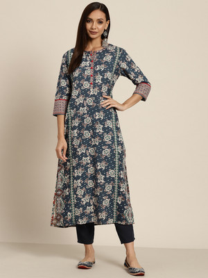 Rain & Rainbow Floral Print Kurta, Trouser/Pant & Dupatta Set