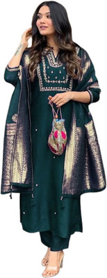 VERIANAETHNIC Embroidered Anarkali Kurta, Bottom & Dupatta Set