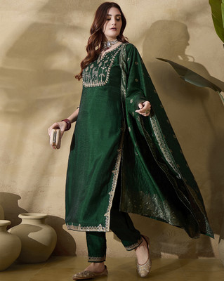 SheWill Embroidered Kurta, Trouser/Pant & Dupatta Set