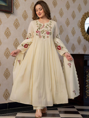 Sulavra Embroidered Kurta, Trouser/Pant & Dupatta Set