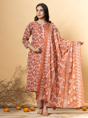 Readiprint Floral Print Kurta, Palazzo & Dupatta Set