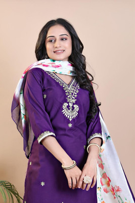 Helly Fashion Embroidered Kurta, Trouser/Pant & Dupatta Set