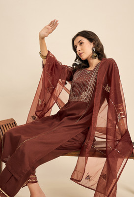 Anouk Rustic Embroidered Kurta, Trouser/Pant & Dupatta Set