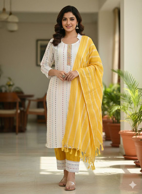 MASOOM COLLECTION Embroidered Kurta, Dhoti Pant & Dupatta Set