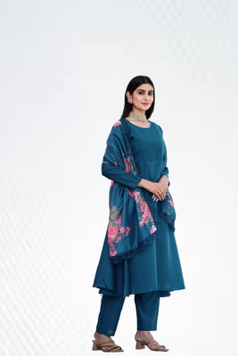 Aneri Solid Kurta, Trouser/Pant & Dupatta Set