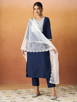 Hritika Embroidered Kurta, Trouser/Pant & Dupatta Set