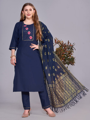Harekrishna creation Embroidered Kurta, Trouser/Pant & Dupatta Set