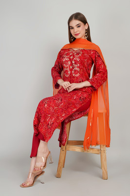 mahisha fashion Embellished, Floral Print Kurta, Trouser/Pant & Dupatta Set