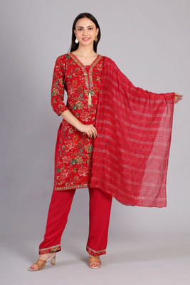 ARTIVRA ATTIRE Floral Print Kurta, Palazzo & Dupatta Set