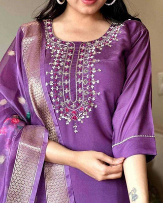 mahifashon Embroidered Kurta, Trouser/Pant & Dupatta Set