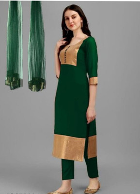 NILKATHA ENTERPRISE Solid Kurta, Palazzo & Dupatta Set