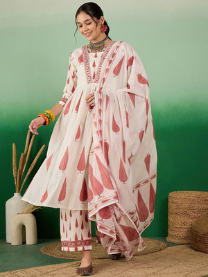 Sangria Embroidered Kurta, Palazzo & Dupatta Set