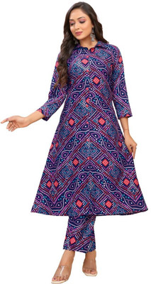 Muskan Collection Women Block Print Pakistani Kurta(Blue)