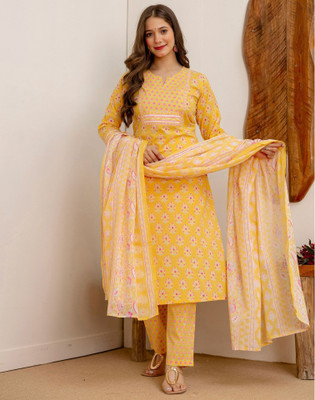 Skylee Floral Print Kurta, Salwar & Dupatta Set