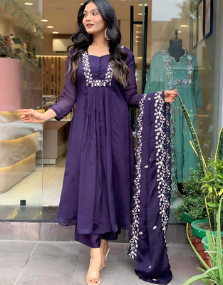 Dhruvil Impex Embroidered Kurta, Trouser/Pant & Dupatta Set