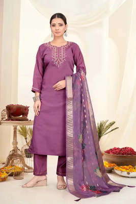 mtb Embroidered Anarkali Kurta, Bottom & Dupatta Set