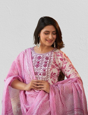 get styal Floral Print Kurta, Trouser/Pant & Dupatta Set