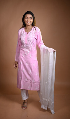 MALKIAT Embroidered Kurta, Trouser/Pant & Dupatta Set
