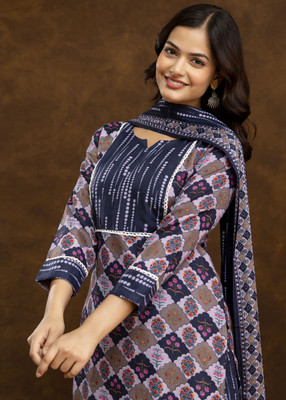 Fashion Mint Floral Print Kurta, Salwar & Dupatta Set