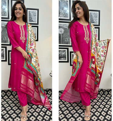 zankhi hosiery Embroidered Kurta, Trouser/Pant & Dupatta Set