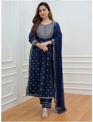 VIRAVINA Embroidered Kurta, Trouser/Pant & Dupatta Set