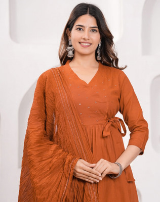 Tasrika Embellished Anarkali Kurta, Bottom & Dupatta Set