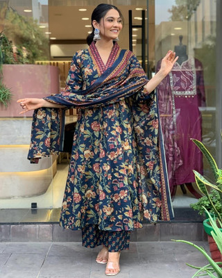 FusionCulture Printed Kurta, Trouser/Pant & Dupatta Set