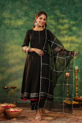 Rain & Rainbow Solid Kurta, Trouser/Pant & Dupatta Set