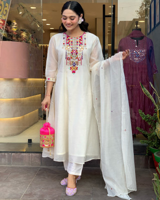 Lilots Embroidered Kurta, Trouser/Pant & Dupatta Set