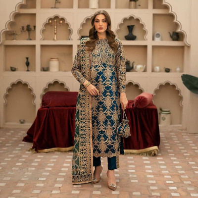 ETSA Embroidered, Self Design Kurta, Trouser/Pant & Dupatta Set