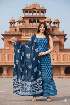Cloth Bites Printed Kurta, Sharara & Dupatta Set
