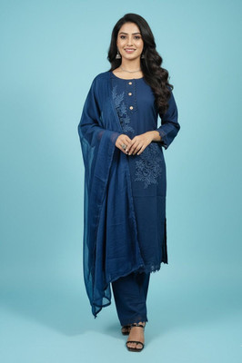 KAKKA JI COLLECTIONS Solid Kurta, Trouser/Pant & Dupatta Set