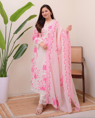 BRIHASPATIWEARS Floral Print, Embroidered, Embellished Kurta, Palazzo & Dupatta Set