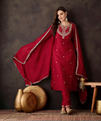 SheWill Embroidered Kurta, Trouser/Pant & Dupatta Set