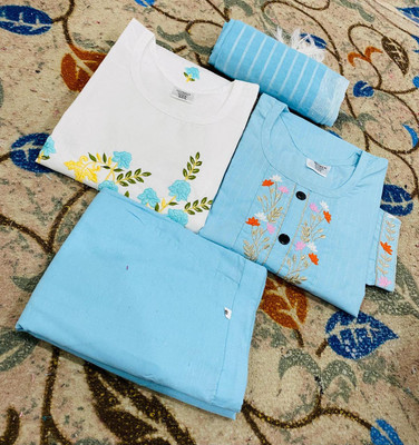 fabrictextile Self Design Kurta, Trouser/Pant & Dupatta Set