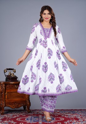 LH HANDICRAFTS Floral Print Anarkali Kurta, Bottom & Dupatta Set