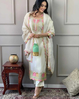 Riva Self Design Kurta, Patiala & Dupatta Set