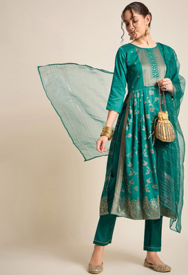 SheWill Embroidered Kurta, Trouser/Pant & Dupatta Set