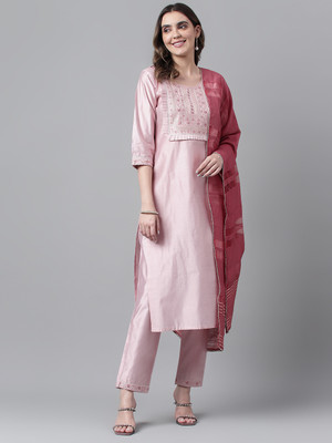 KAVINDI Women Kurti Pant Dupatta Set