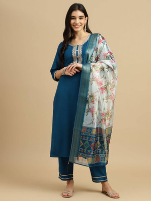 ORRIYA Women Kurti Pant Dupatta Set