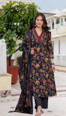PRAVIK Floral Print Kurta, Trouser/Pant & Dupatta Set