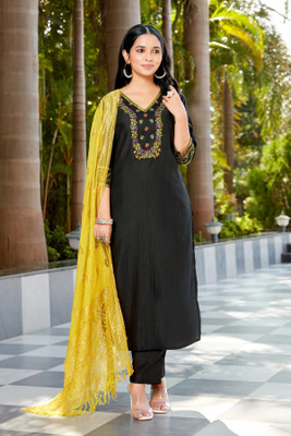 DWAPAR Embroidered Kurta, Trouser/Pant & Dupatta Set