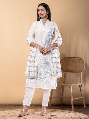 Readiprint Floral Print Kurta, Palazzo & Dupatta Set